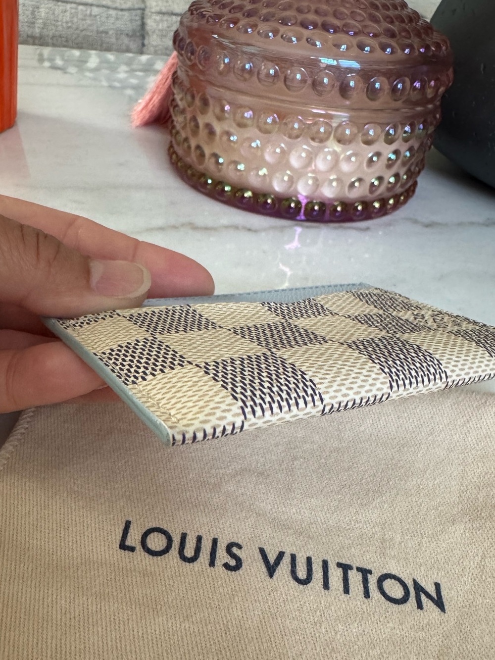 Authentic 🦋Rare🦋 Louis Vuitton Damier Azur Canvas Card Holder in Light Blue - Picture 7 of 10